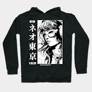 Vaporwave Cyberpunk Japanese Girl Techwear Hoodie